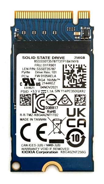 Kioxia 256GB Interne M.2 PCIe NVMe SSD 2133KEZ